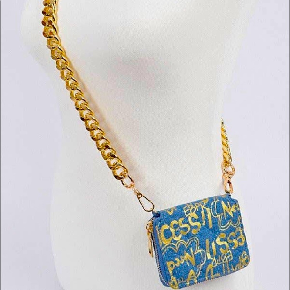 Oversized Metallic Chain Graffiti Mini Bag